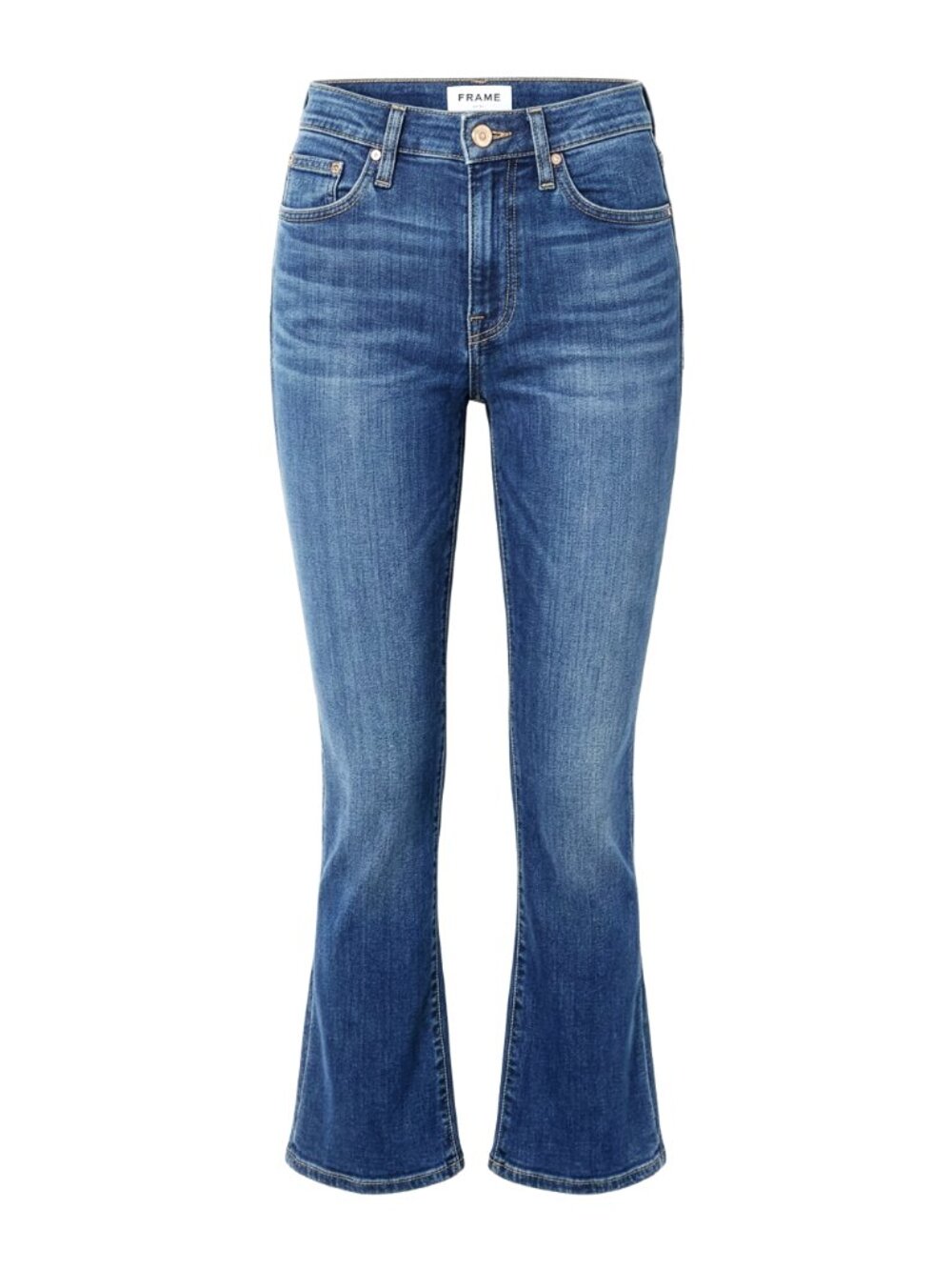 FRAME Le Crop Mini Boot Jeans Womens 28 Poe Medium Wash Crop Flare - Picture 2 of 13